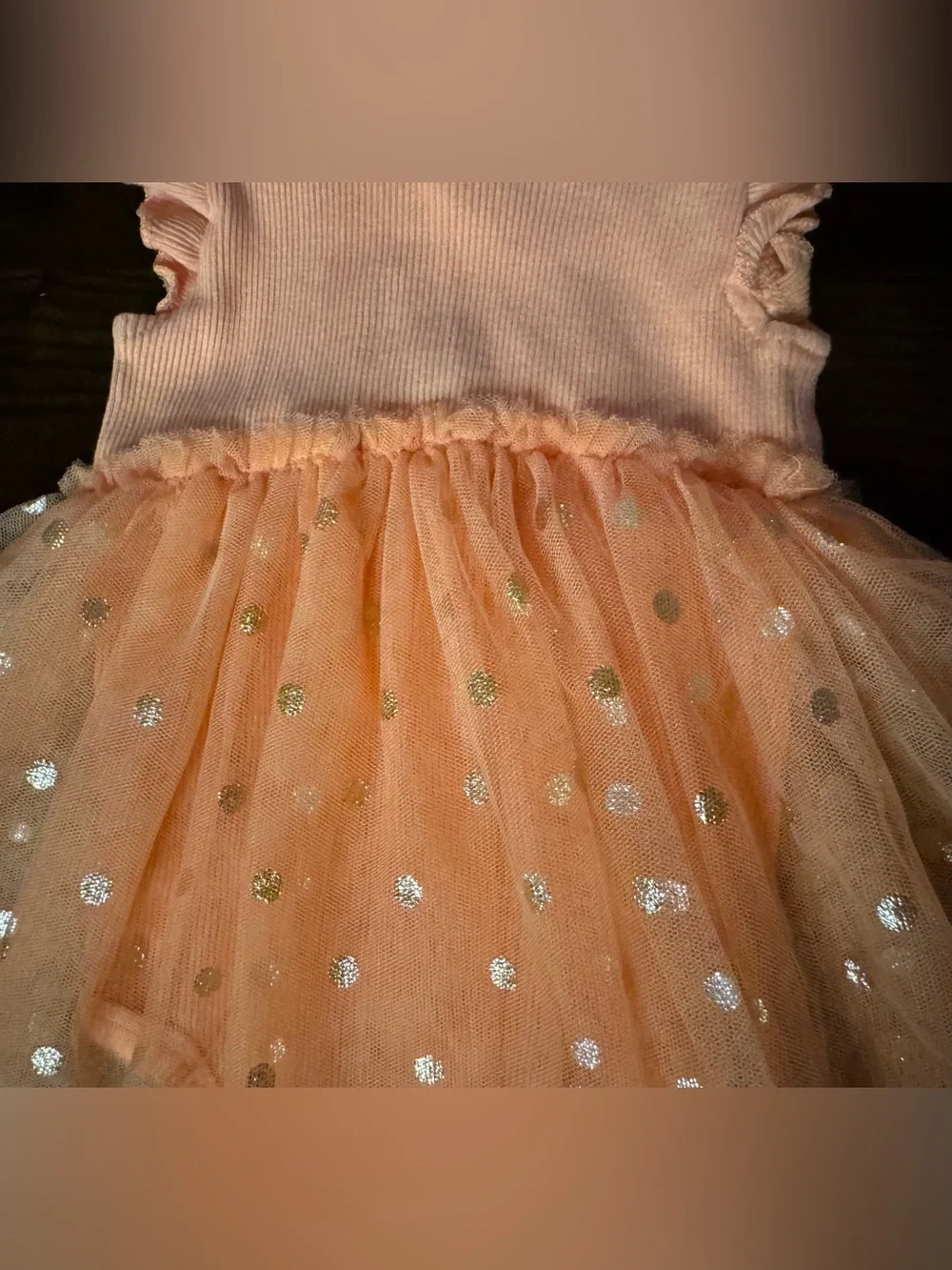 Madison Layne size 24 M tulle skirt gold sparkle dot twirl dress flower girl